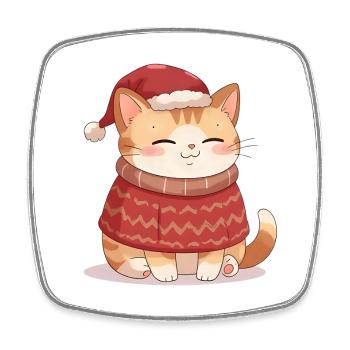 Anime Katze im Weihnachtspullover - Christmas  - Viereckiger Kühlschrankmagnet - Weiß - Vorne