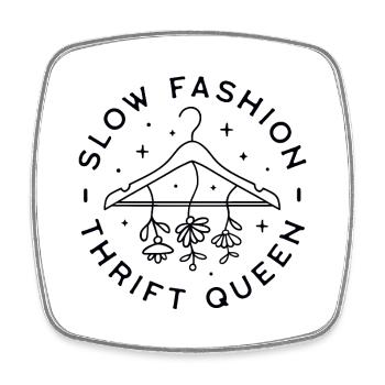 Slow Fashion Thrifter lustige Secondhand Queen Ästhetik - Viereckiger Kühlschrankmagnet - Weiß - Vorne