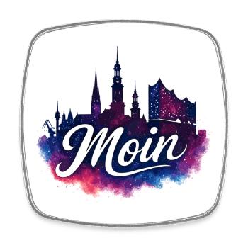 Hamburg Mystical Skyline Galaxy Effect - Square fridge magnet - white - Front