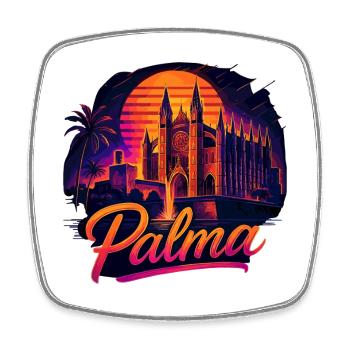 Nachtansicht Palma Kathedrale Mallorca - Viereckiger Kühlschrankmagnet - Weiß - Vorne