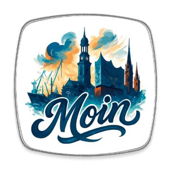 Hamburg Moin Stadt Silhouette maritim Geschenk - Viereckiger Kühlschrankmagnet - Weiß - Vorne