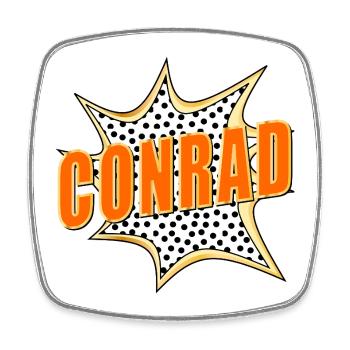 NAME CONRAD POP-ART - Viereckiger Kühlschrankmagnet - Weiß - Vorne