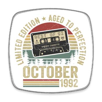 Vintage October 1992 Birthday Gift October - Square fridge magnet - white - Front