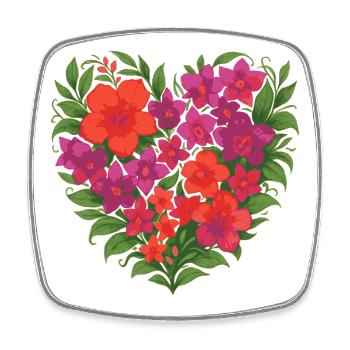 Heart of colorful flowers - Square fridge magnet - white - Front