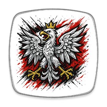 Polen Polska Adler Flagge Patriotismus Geschenk - Viereckiger Kühlschrankmagnet - Weiß - Vorne