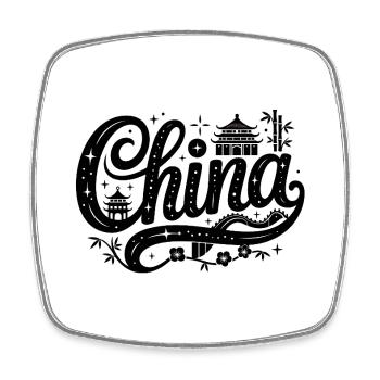 China - Souvenir-Design - Viereckiger Kühlschrankmagnet - Weiß - Vorne