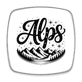 Alpen - Souvenir Design - Viereckiger Kühlschrankmagnet - Weiß - Vorne