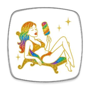 Glitzernde Einhorn-Fantasie mit Regenbogen - Viereckiger Kühlschrankmagnet - Weiß - Vorne