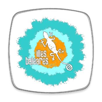 Baleares Gecko Illustration - Viereckiger Kühlschrankmagnet - Weiß - Vorne