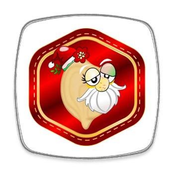Funny Santa Christmas Chickpeas - Square fridge magnet - white - Front