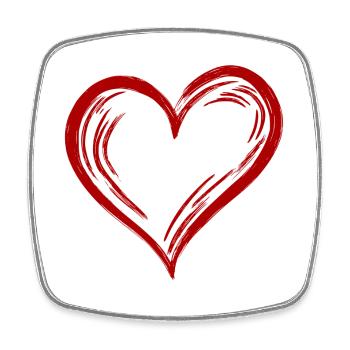 Cute Hand Drawn Red Heart - Square fridge magnet - white - Front