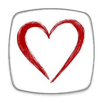 Cute Hand Drawn Red Heart - Square fridge magnet - white - Front
