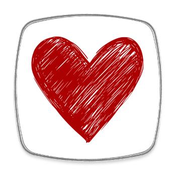 Hand-drawn heart in red - Square fridge magnet - white - Front