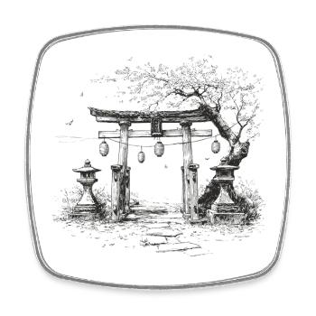 Asia_Garden - Viereckiger Kühlschrankmagnet - Weiß - Vorne