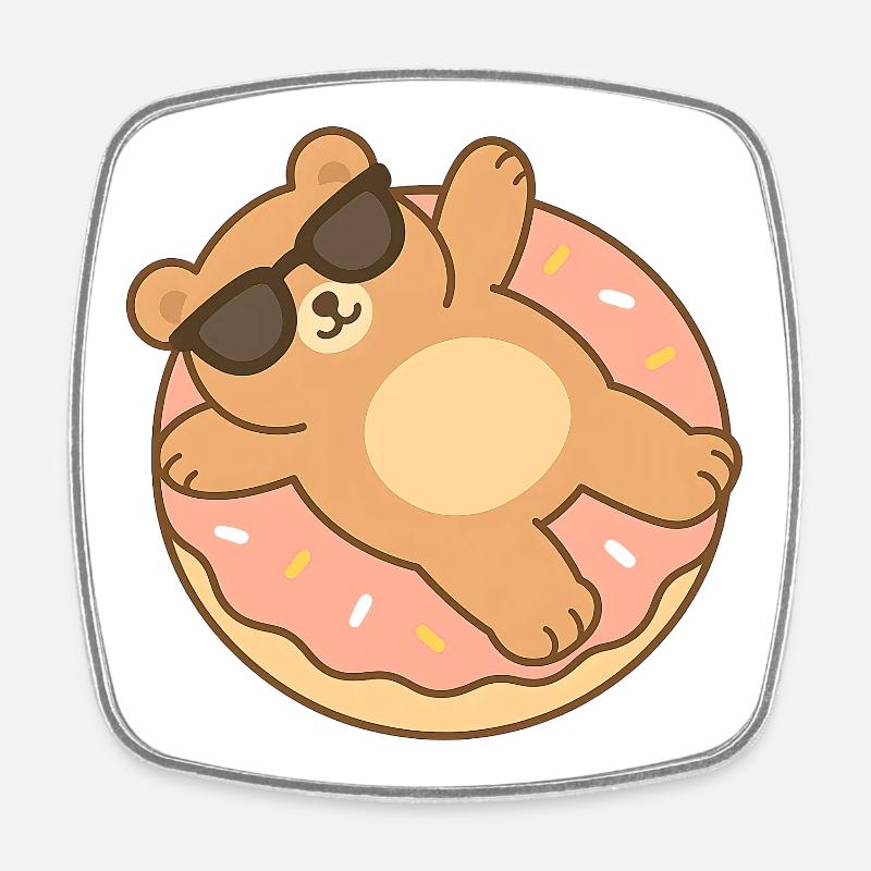 Bronszé bear in sunglasses - Square fridge magnet - white