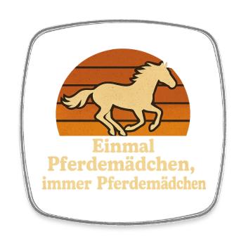Lustiges Pferdemädchen mit Vintage-Glück - Viereckiger Kühlschrankmagnet - Weiß - Vorne