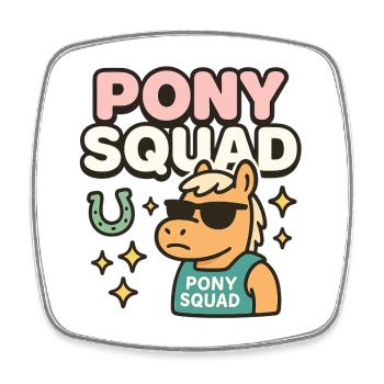 Pony Squad Cartoon Design mit Coolness - Viereckiger Kühlschrankmagnet - Weiß - Vorne