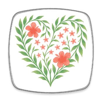 Blumenherz mit zarten roten Blüten - Viereckiger Kühlschrankmagnet - Weiß - Vorne
