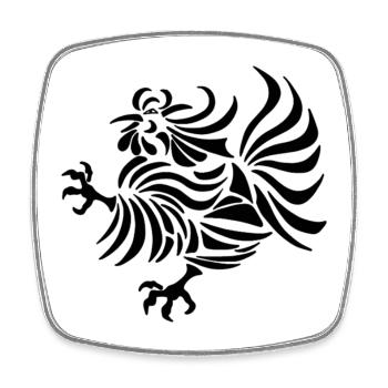 Kompliziertes Hahn-Line-Art-Design - Viereckiger Kühlschrankmagnet - Weiß - Vorne