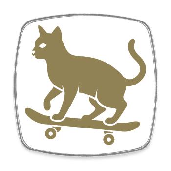 Coole Katze Skateboarder Silhouette Minimalistisch - Viereckiger Kühlschrankmagnet - Weiß - Vorne