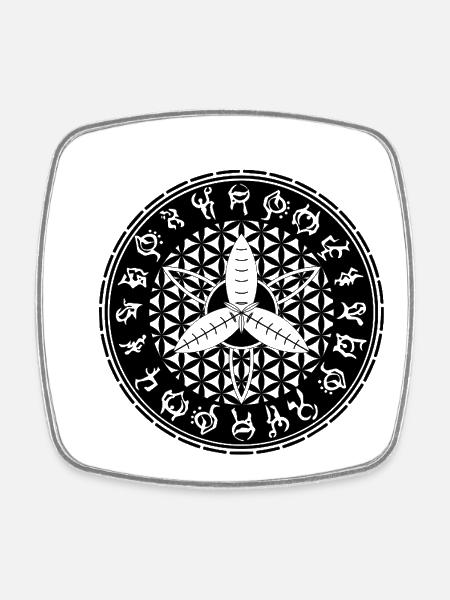 Blume des Lebens Motte Siegel - Viereckiger Kühlschrankmagnet - Weiß