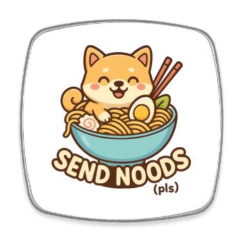 Chien kawaii avec nouilles et œuf - Magnet carré - blanc - Devant