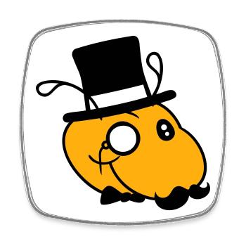 Caterpillar Sir Lord Rich Monocle Glasses Top Hat - Square fridge magnet - white - Front