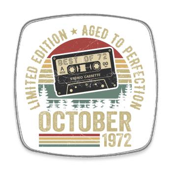 Vintage Car October 1972 Birthday Gift October - Square fridge magnet - white - Front