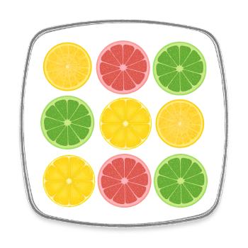 Fruit Citrus Color Blocking Design - Square fridge magnet - white - Front