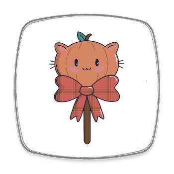 Pumpkin Lollipop – Kawaii Halloween 🎃🍭 - Square fridge magnet - white - Front