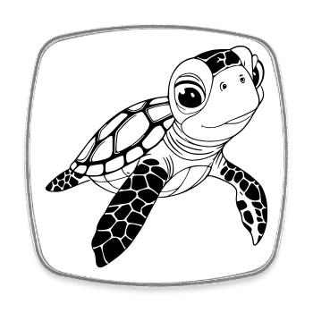 Schildkröte - Viereckiger Kühlschrankmagnet - Weiß - Vorne