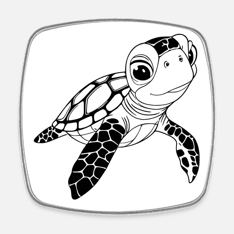 Turtle - Square fridge magnet - white