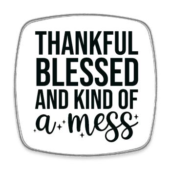 Words of gratitude on black background - Square fridge magnet - white - Front