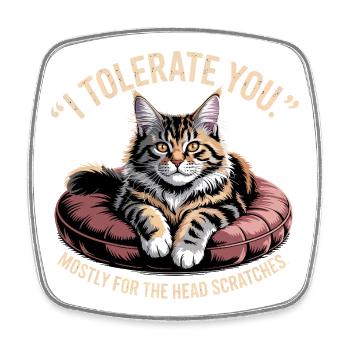 Head Scratch Cat - Square fridge magnet - white - Front