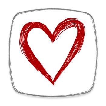 Cute Hand Drawn Red Heart - Square fridge magnet - white - Front