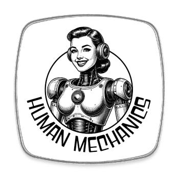 Mechanical Human - Square fridge magnet - white - Front