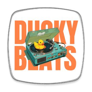 Ducky BEats - Viereckiger Kühlschrankmagnet - Weiß - Vorne