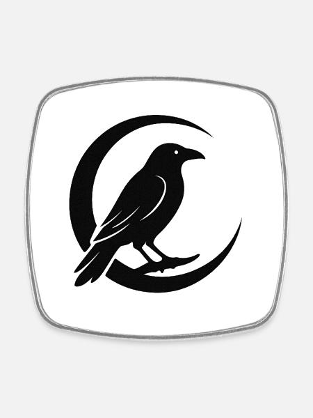 Moon Raven - Square fridge magnet - white
