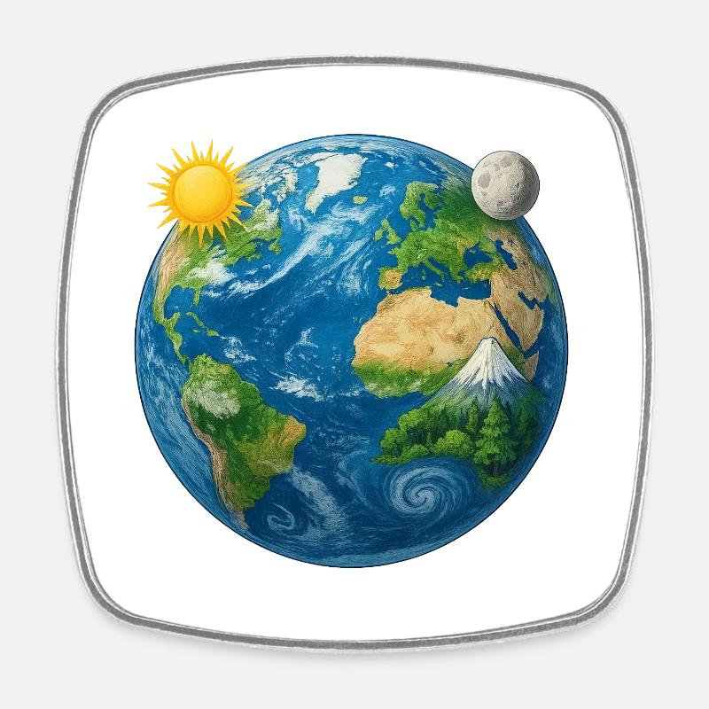 Erde - Earth - Planet Erde Universum - Viereckiger Kühlschrankmagnet - Weiß