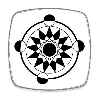 Futuristic Geometric Crop Circle Mandala - Square fridge magnet - white - Front