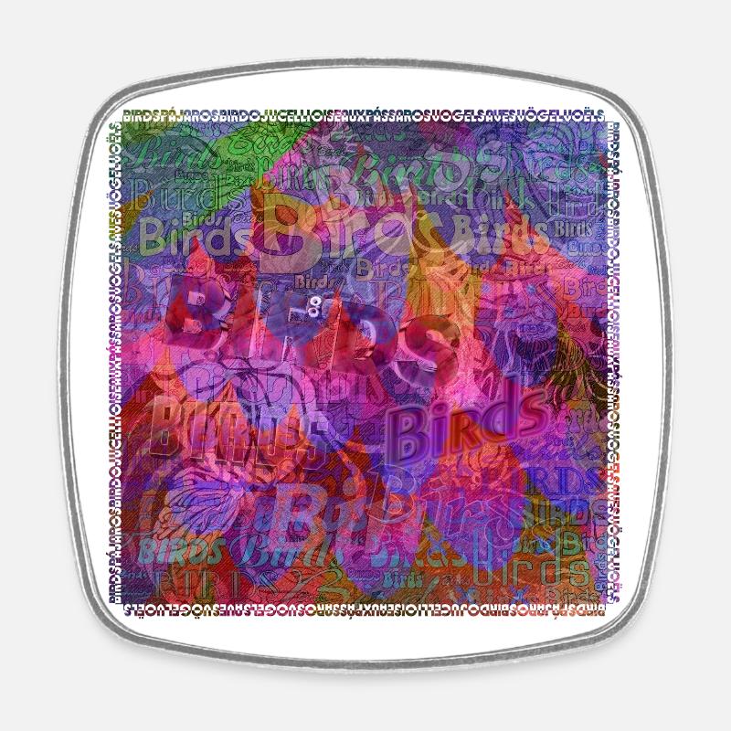 Words & Birds V1 - Square fridge magnet - white