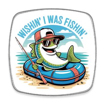 Poisson-grenouille sur carton avec chapeau et lunettes de soleil - Magnet carré - blanc - Devant