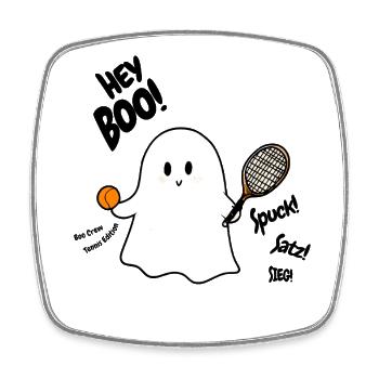 Cute Halloween Ghost Tennis Tennis Player Hey Boo - Square fridge magnet - white - Front