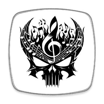 Wenn Musik bis aufs Knochenmark brennt Skull Song - Viereckiger Kühlschrankmagnet - Weiß - Vorne