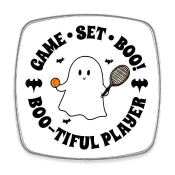 Halloween Tennis Ghost Funny Spooky Player - Viereckiger Kühlschrankmagnet - Weiß - Vorne
