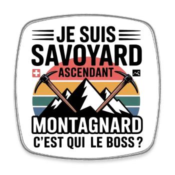 Mountain and Pic de Cime, Nickname of Ascension - Square fridge magnet - white - Front