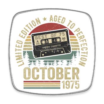 Voiture de collection Octobre 1975 Cadeau d’anniversaire Octobre - Magnet carré - blanc - Devant