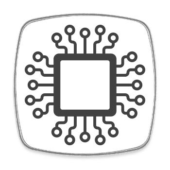 Microchip Circuit Icon Logo - Square fridge magnet - white - Front