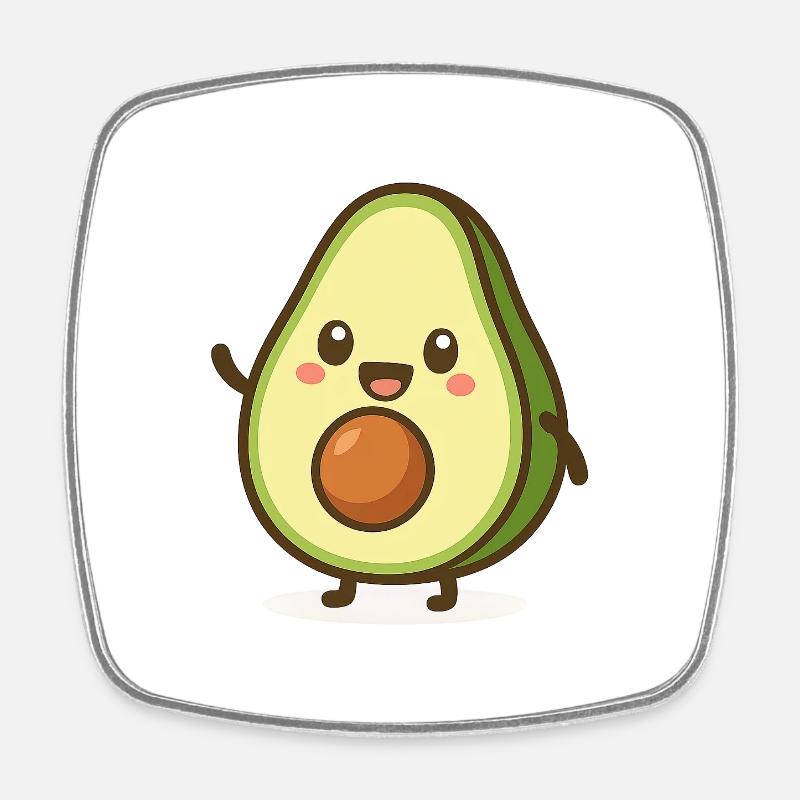 Cute avocado motif for clothes - Square fridge magnet - white