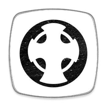 Novgorod cross black circle illustration - Square fridge magnet - white - Front